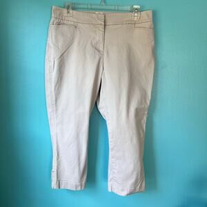 Talbots Capri Pants Womens 10 Petite Tan Kacki Casual